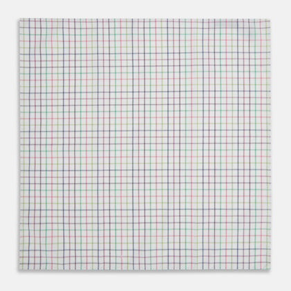 Green Multi Double Grid Check Hand-Rolled Handkerchief
