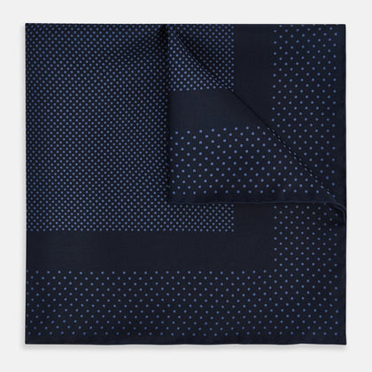 Midnight Blue Dot Silk Pocket Square