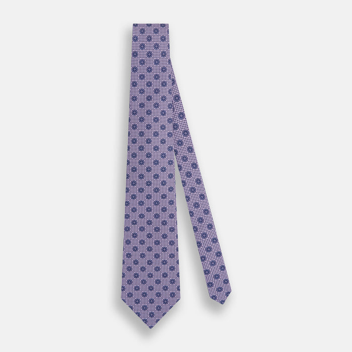 Lilac Medallion Printed Silk Tie Image 1