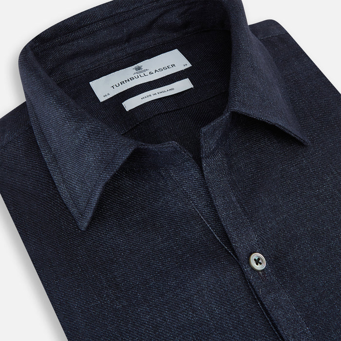 Navy Linen Windsor Shirt Image 1
