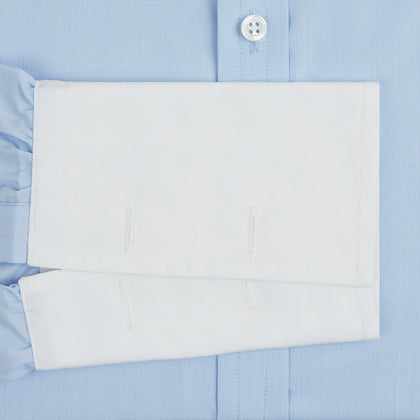 Light Blue End-on-End Shirt with Contrast T&A Collar and Double Cuffs Image 3