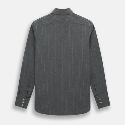 Charcoal Melange Wide Stripe Westminster Shirt Image 2