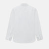 View 3 of product The Turnbull & Asser Tailored Fit White Marcella Front Shirt features a Kent Collar and double cuffs, shown laid flat on a white background. Perfect as a black tie shirt for formal events.
