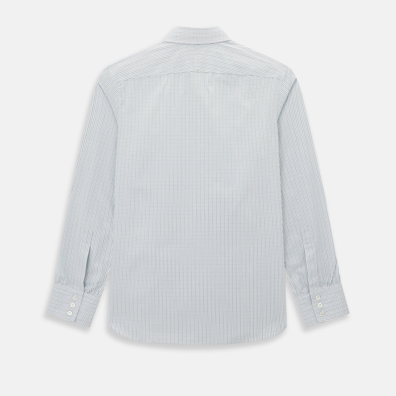 View 3 of product The Pale Blue and Navy Grid Check Westminster Shirt by Turnbull & Asser features a button-down front and pointed collar, highlighting fine British craftsmanship, displayed on a white background.