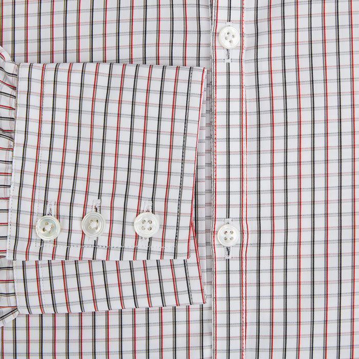 Red and midnight blue Tattersall Check Windsor Shirt Image 3