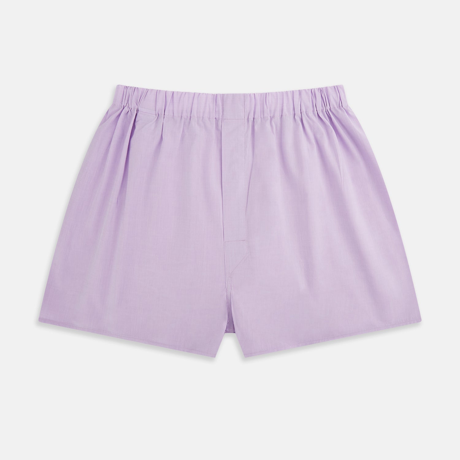 View 1 of product Turnbull & Asser Plain Lilac Godfrey Boxer Shorts, crafted from Italian cotton with a loose fit and elastic waistband, are displayed flat on a white background—offering a simple design suited to the modern gentleman.