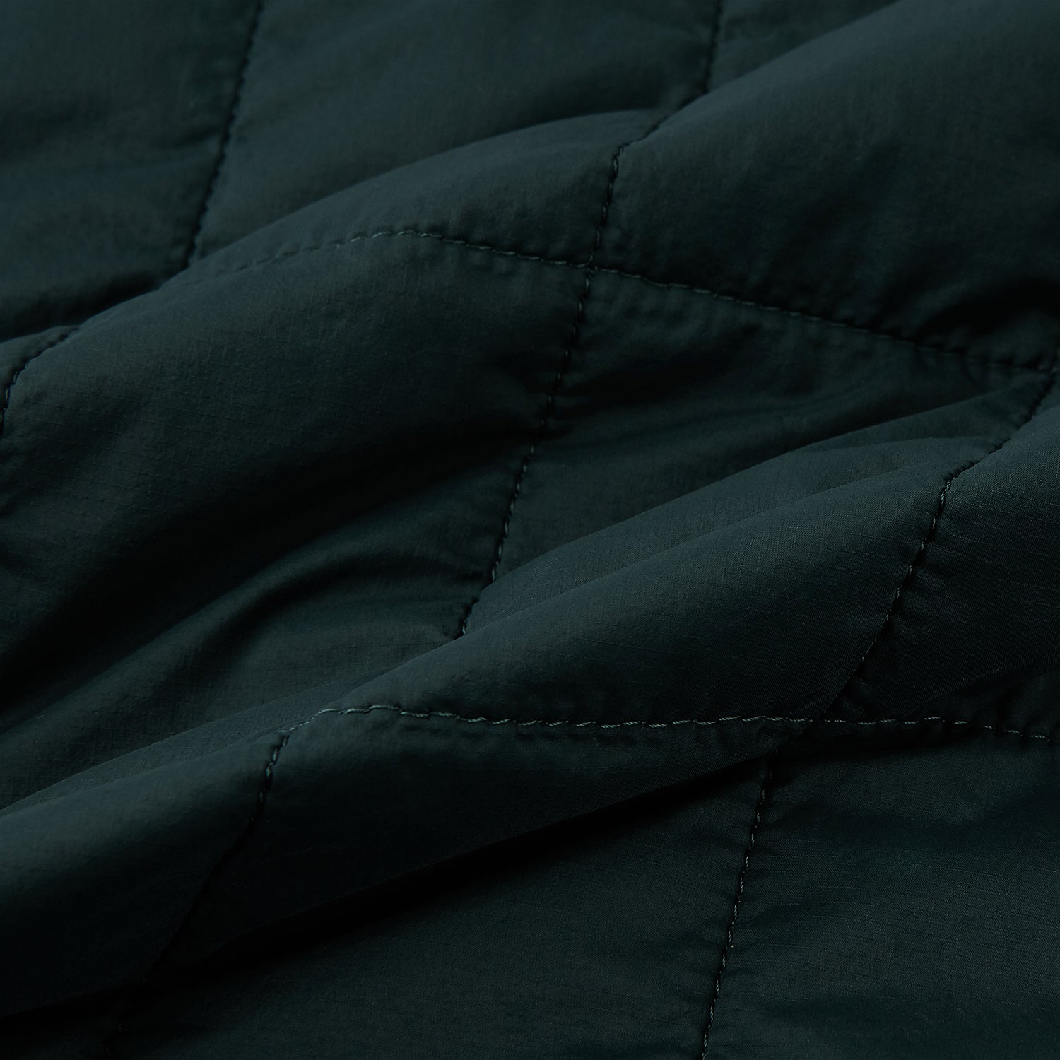 View 5 of product The Turnbull & Asser Battersea Forest Green Quilted Jacket for men features a front zipper, collared neckline, angled chest pocket, two zippered side pockets, and adjustable snap cuffs—shown on a plain white background.