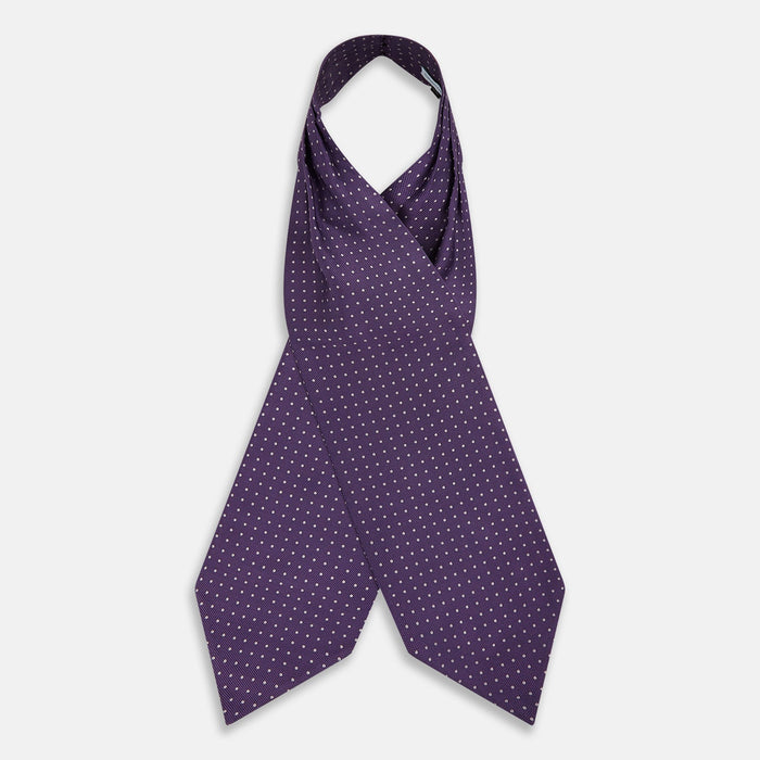 Lilac and Purple Micro Dot Silk Cravat Image 2