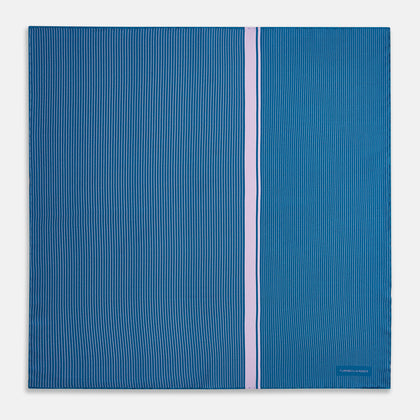 Blue and Lilac Stripe Silk Pocket Square Image 3