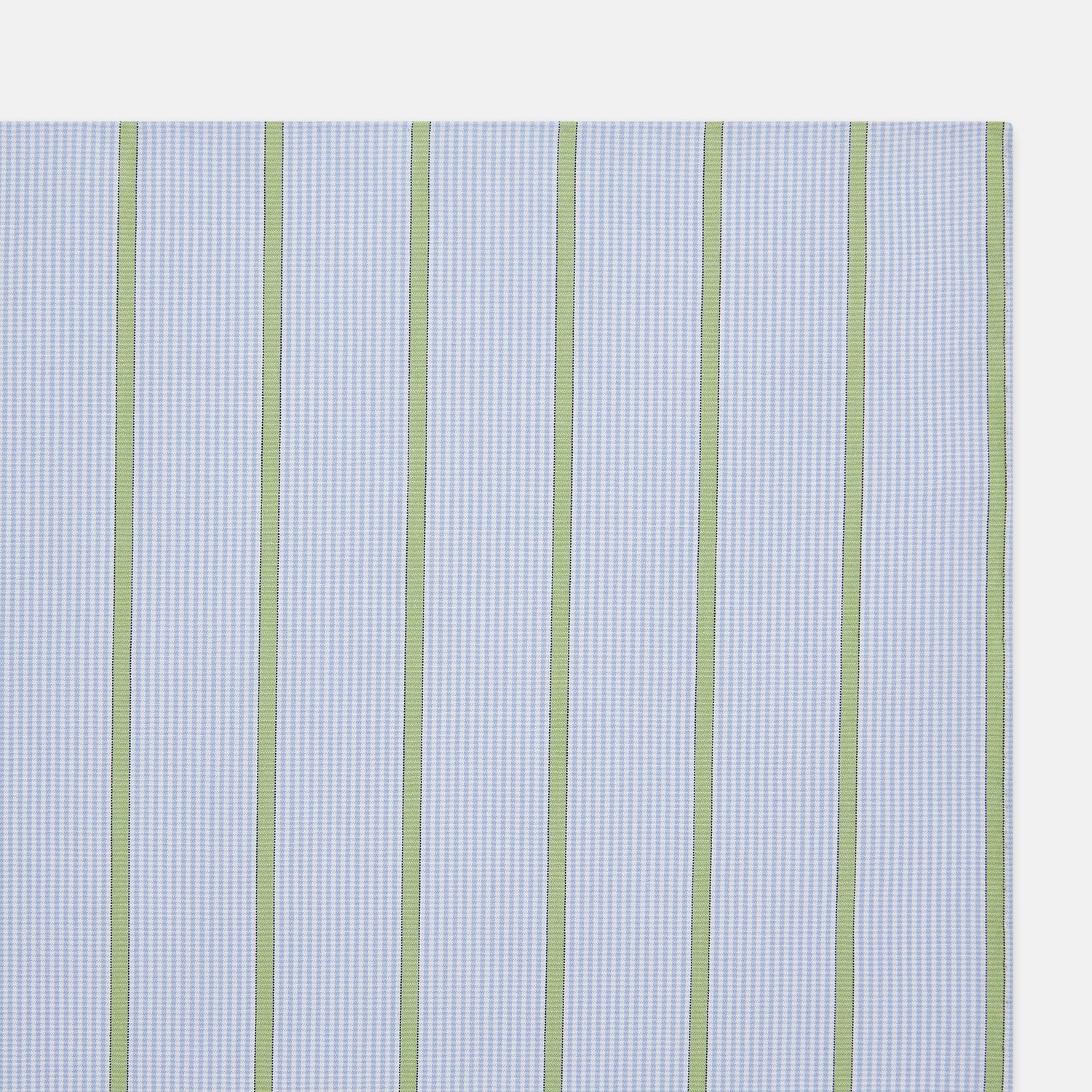 View 2 of product The Turnbull & Asser Hand Rolled Light Green Track Stripe Handkerchief is a crisp, modern cotton accessory featuring evenly spaced light green stripes for a clean, geometric look.