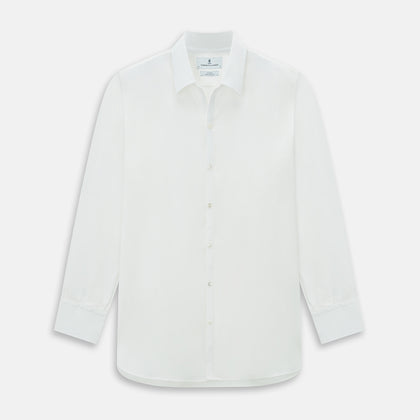 PLAIN WHITE WINDSOR SHIRT WITH TURNBULL OPEN COLLAR AND 3-BUTTON CUFFS