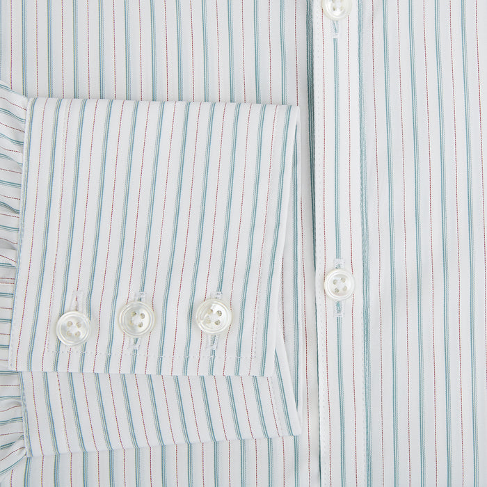 Turquoise and Red Ticking Stripe Windsor Shirt Image 3
