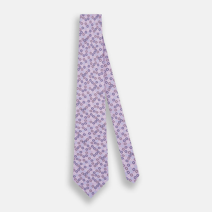 Multi-coloured Circle Lilac Printed Silk Tie Image 1