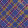 View 2 of product The Turnbull & Asser Blue Multi Tartan Silk Tie features a vibrant blue, yellow, and pink plaid pattern and is shown rolled up on a white background.