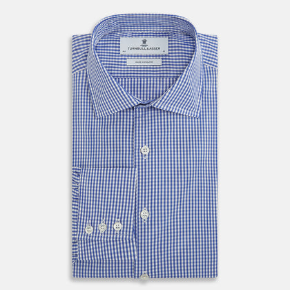 Blue Grid Check Belgravia Shirt Image 4
