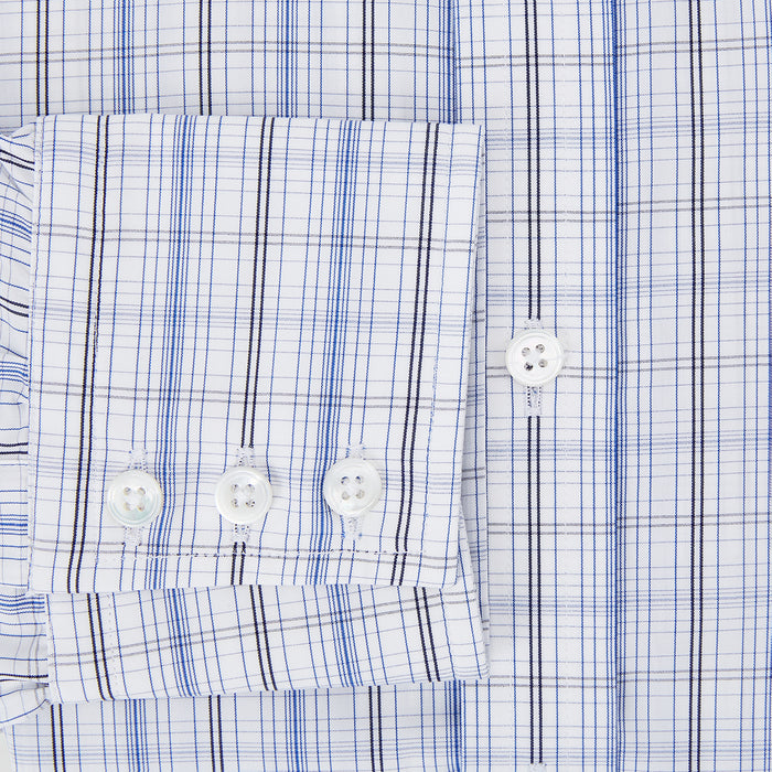 Blue and Navy Multi Check Mayfair Shirt Image 3