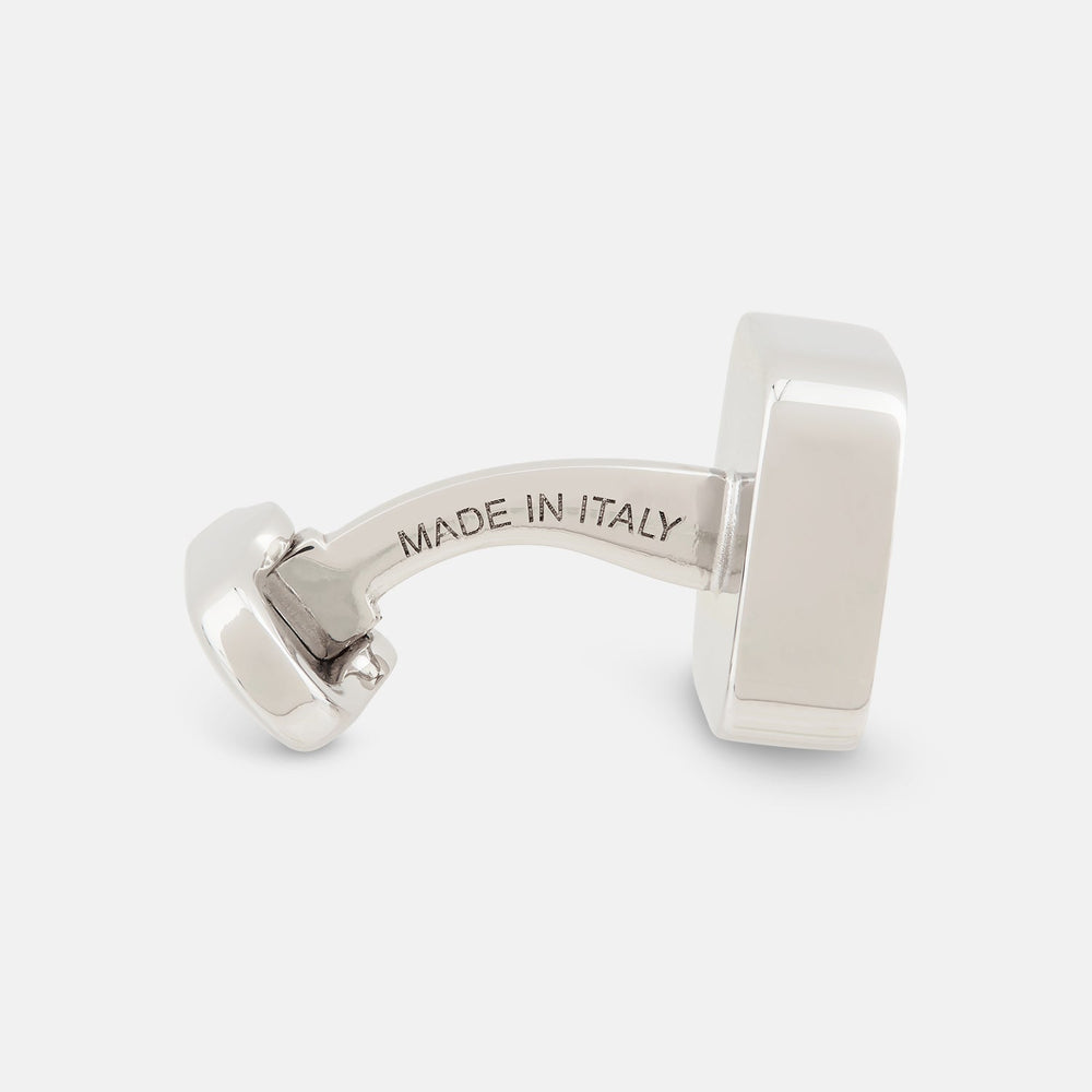 Turnbull & Asser Lapis Lazuli Square Cufflinks feature sterling silver settings and vibrant blue lapis lazuli inlays with gold flecks, shown on a white background.