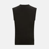 View 3 of product A dark brown cashmere round neck vest by Turnbull & Asser, sleeveless and displayed against a plain white background.