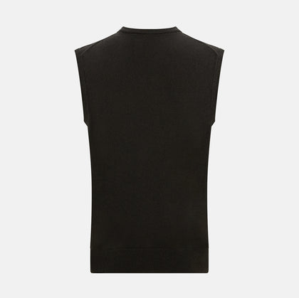 Dark Brown Cashmere Round Neck Vest Image 2