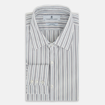 NAVY AND LIGHT BLUE MULTI TRACK STRIPE WESTMINSTER SHIRT Image 4