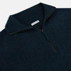 View 2 of product A dark green melange cashmere half-zip jumper by Turnbull & Asser, featuring a long-sleeve, mock neck design with a simple, classic look and no visible patterns or logos, displayed against a plain white background.