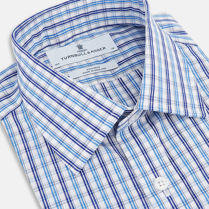 Blue and Navy Multi Check Mayfair Shirt Image 1