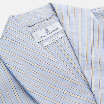 Blue and Yellow Check Poplin Cotton Dressing Gown Image 1