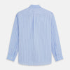 View 5 of product Turnbull & Asser's Blue Multi Check Cotton RE-PURPOSE Weekend Fit Suffolk Shirt, crafted from recycled fabrics, features a multi-check pattern, button-down collar, and chest pocket, and is displayed flat on a white background.