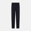 View 11 of product Turnbull & Asser Navy Linen Henry Trousers feature a button closure and pressed front creases, ideal as formal navy trousers, and are shown against a plain white background.