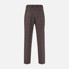 View 3 of product The Turnbull & Asser Brown Check Arthur Trousers feature a straight leg, button and zip closure, belt loops, and front pleats, shown against a plain white background.