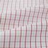 View 6 of product The Turnbull & Asser Red Tattersall Check Mayfair Shirt features long sleeves, a collar, and Italian cotton with a red tattersall check on white, shown flat against a white background.