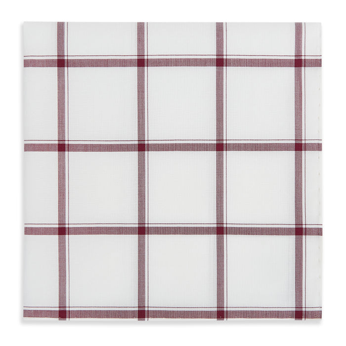 Burgundy Grid Check Hand-Rolled Handkerchief Image 3
