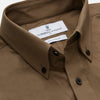 View 2 of product The Turnbull & Asser Khaki Weekend Fit Hayne Shirt features a Dorset collar and 1-button cuffs. Displayed on a plain white background.