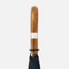 View 5 of product The Turnbull & Asser Navy Traveller Umbrella features a Malacca crook handle and is shown open against a plain white background.