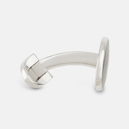 Navy Striped Oval Enamel Cufflinks Image 1