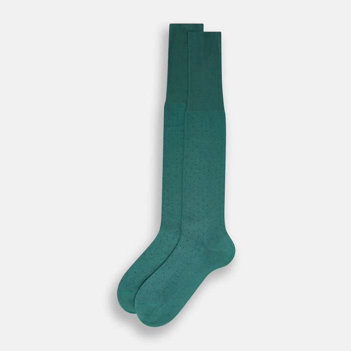 Forest Green/Navy Polka Dot Long Socks Image 1