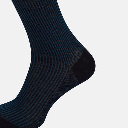 Navy/Blue Thin Striped Long Socks Image 3