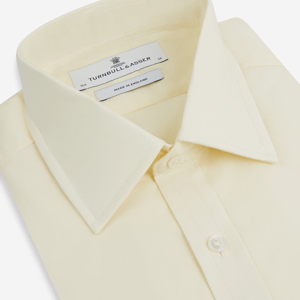 The Cream Cotton Shirt with T&A Collar and Double Cuffs by Turnbull & Asser is shown laid flat on a white background.