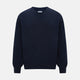 The Turnbull & Asser Navy Cashmere V-neck Jumper features long sleeves with ribbed cuffs and hem, shown against a white background.