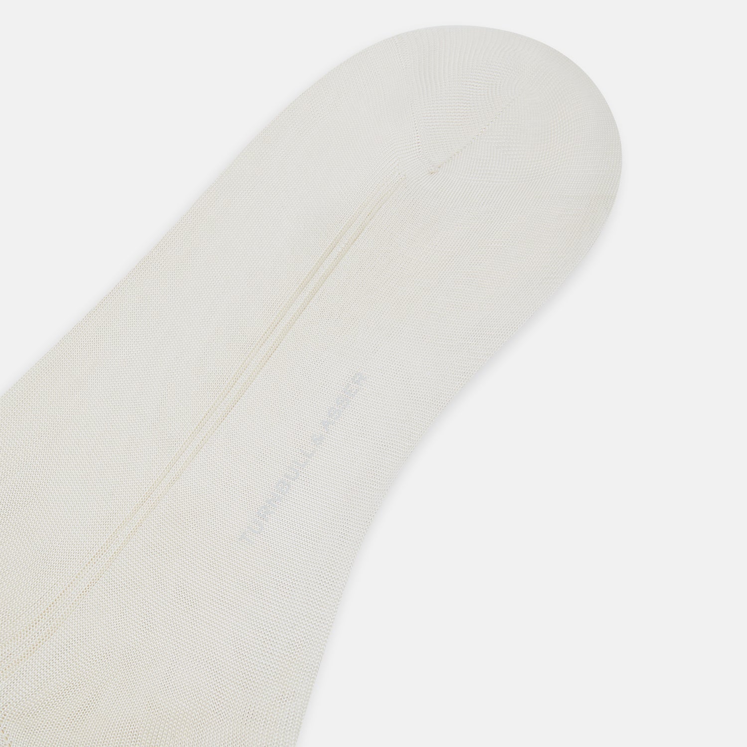 View 3 of product A single Turnbull & Asser Vanilla Silk Long Sock, knee-high and displayed upright, on a plain white background.
