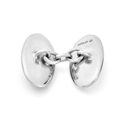 Reversible Monochrome Sterling Silver Oval Cufflinks Image 1
