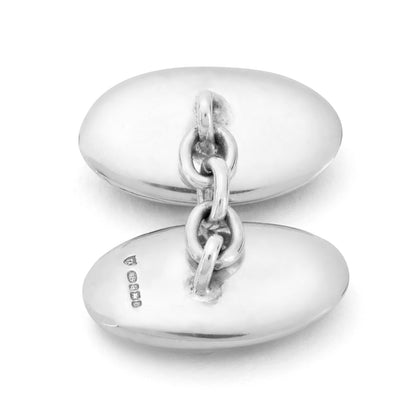 Reversible Monochrome Sterling Silver Oval Cufflinks Image 2