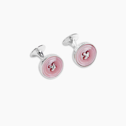 Pink Sterling Silver Mother-of-Pearl Button Cufflinks Image 4
