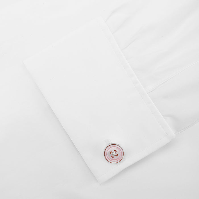 Pink Sterling Silver Mother-of-Pearl Button Cufflinks Image 2
