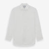 View 1 of product The Turnbull & Asser White Poplin Shirt features a regent collar, button-down front, and 2-button cocktail cuffs, shown against a plain white background.