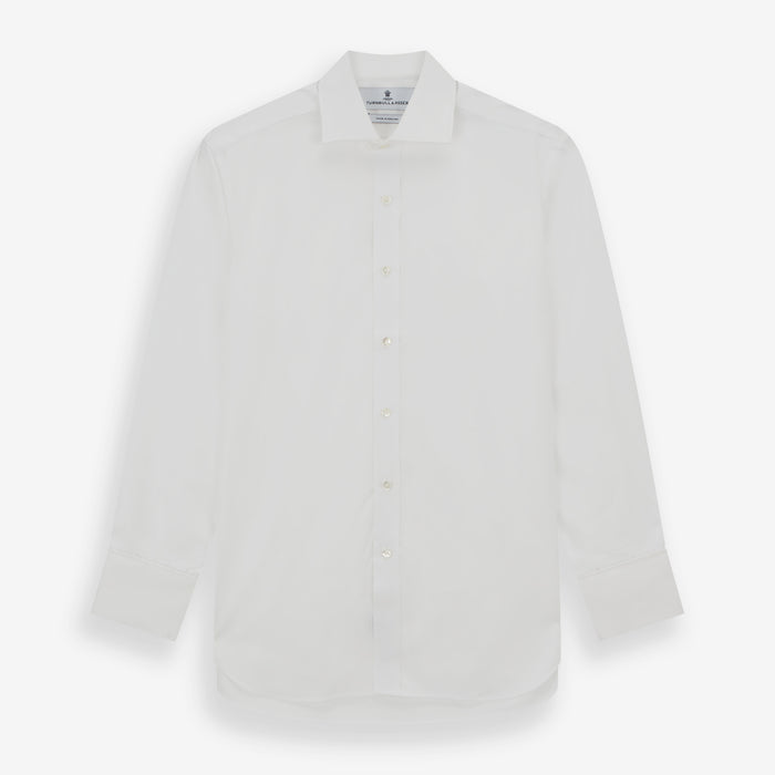 White Poplin Shirt With Regent Collar and 2-Button Cocktail Cuffs
