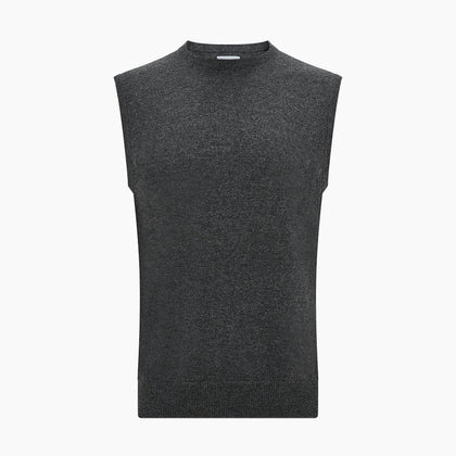 Charcoal Grey  Cashmere Round Neck Vest Image 3