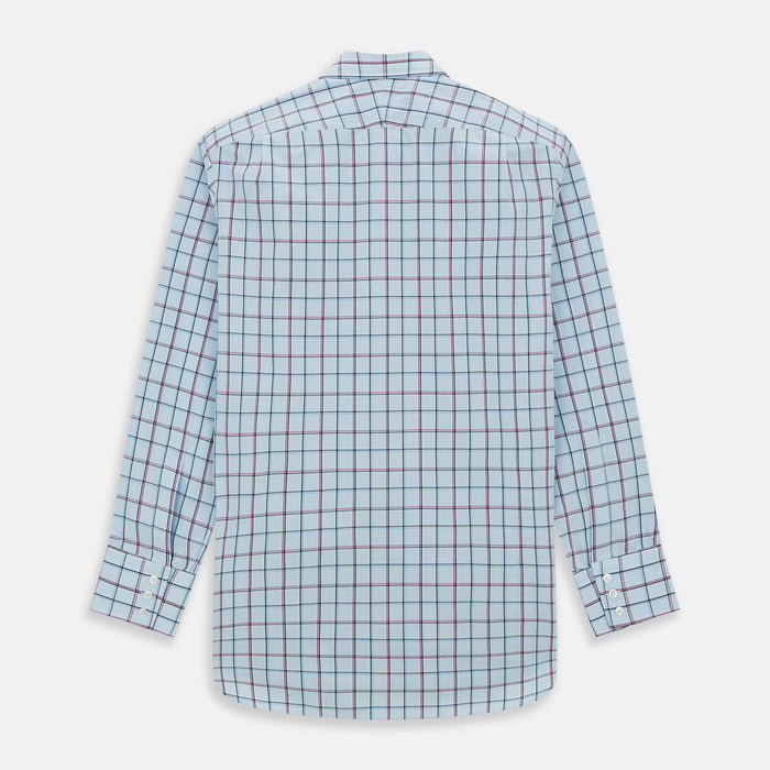 Blue and Pink Tattersall Check Mayfair Shirt Image 5