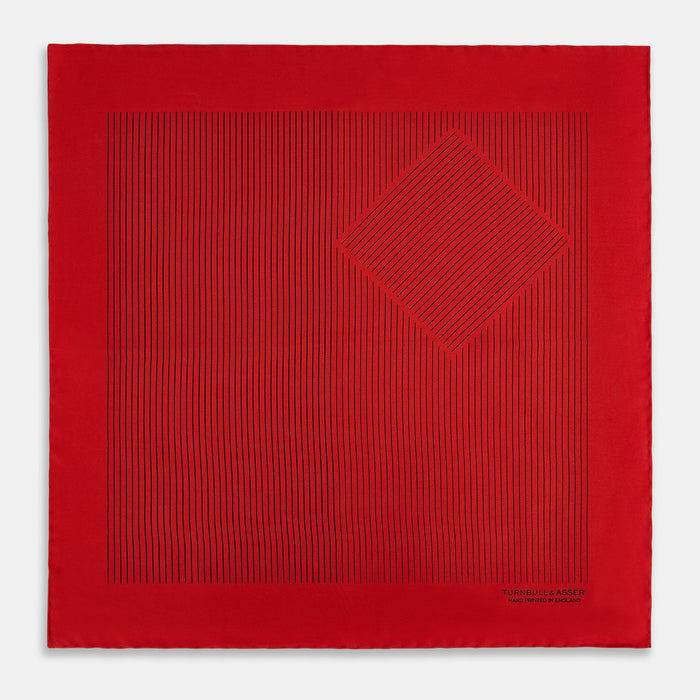 Red Stripe Silk Pocket Square Image 2