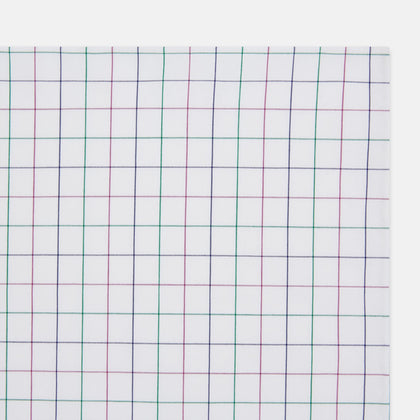 Hand Rolled Pink and Green Grid Check Handkerchief Image 1